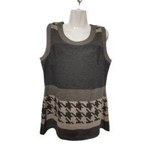 Grey Sleeveless Blouse Top Graphic Print Top Size 42